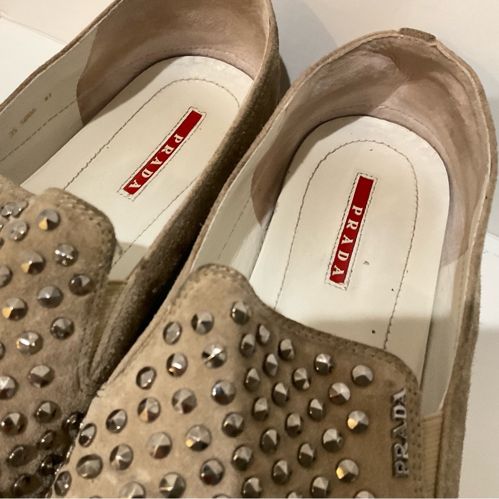 AUTHENTIC Prada Studded Accent Slip On Loafer